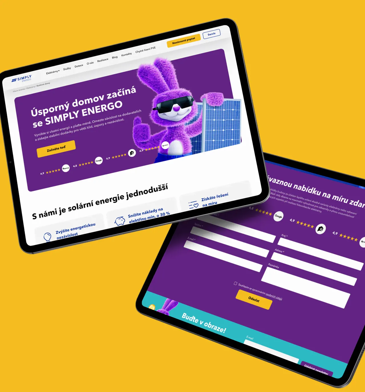 Simply Energo website on two tablets