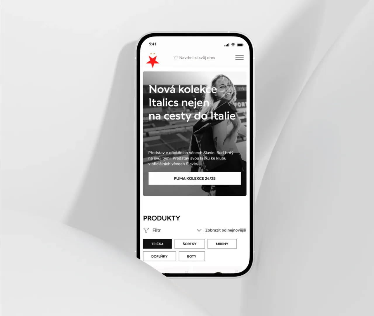 Slavia e-shop on a phone